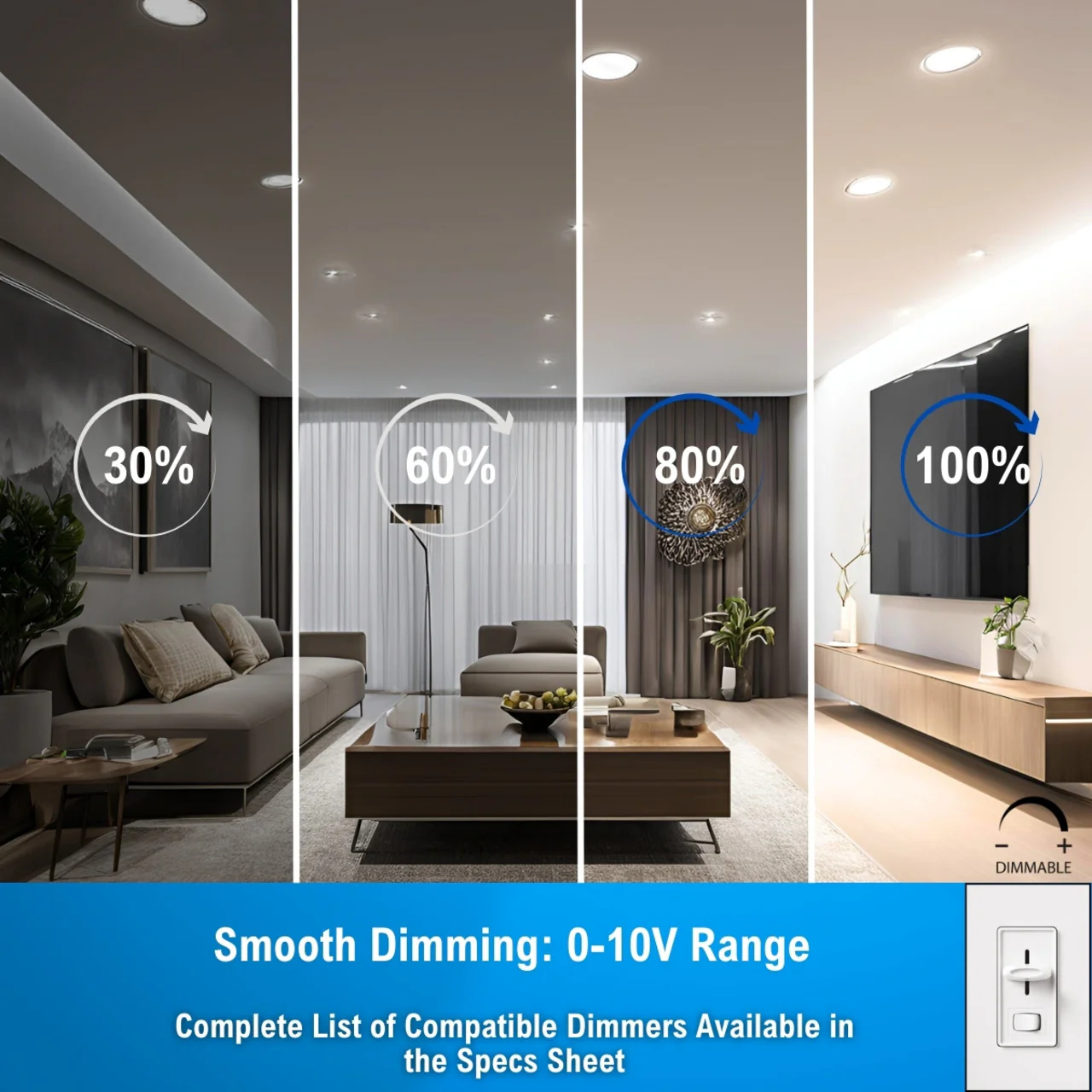 10in. LED Recessed Down Light - Wattage Adjustable up to 38W - Color Tunable 27K/30K/35K/40K/50K - LumeGen - Image 9