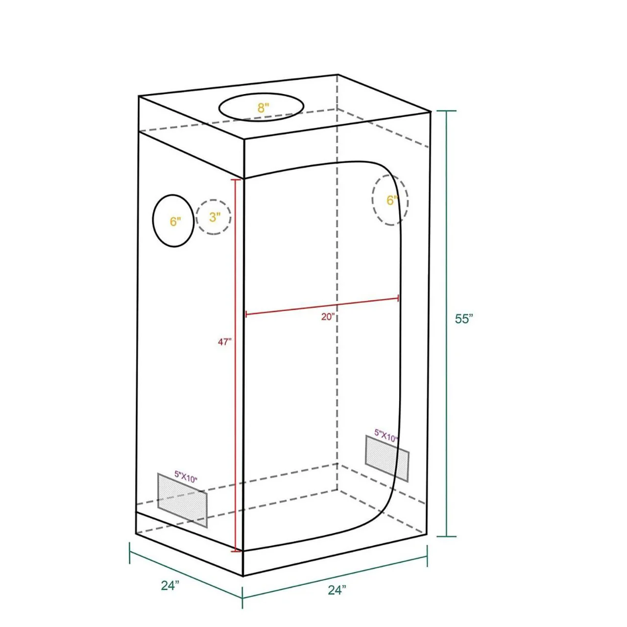 2ft. x 2ft. x 4.5ft. Indoor Grow Tent - Mars Hydro - Image 4