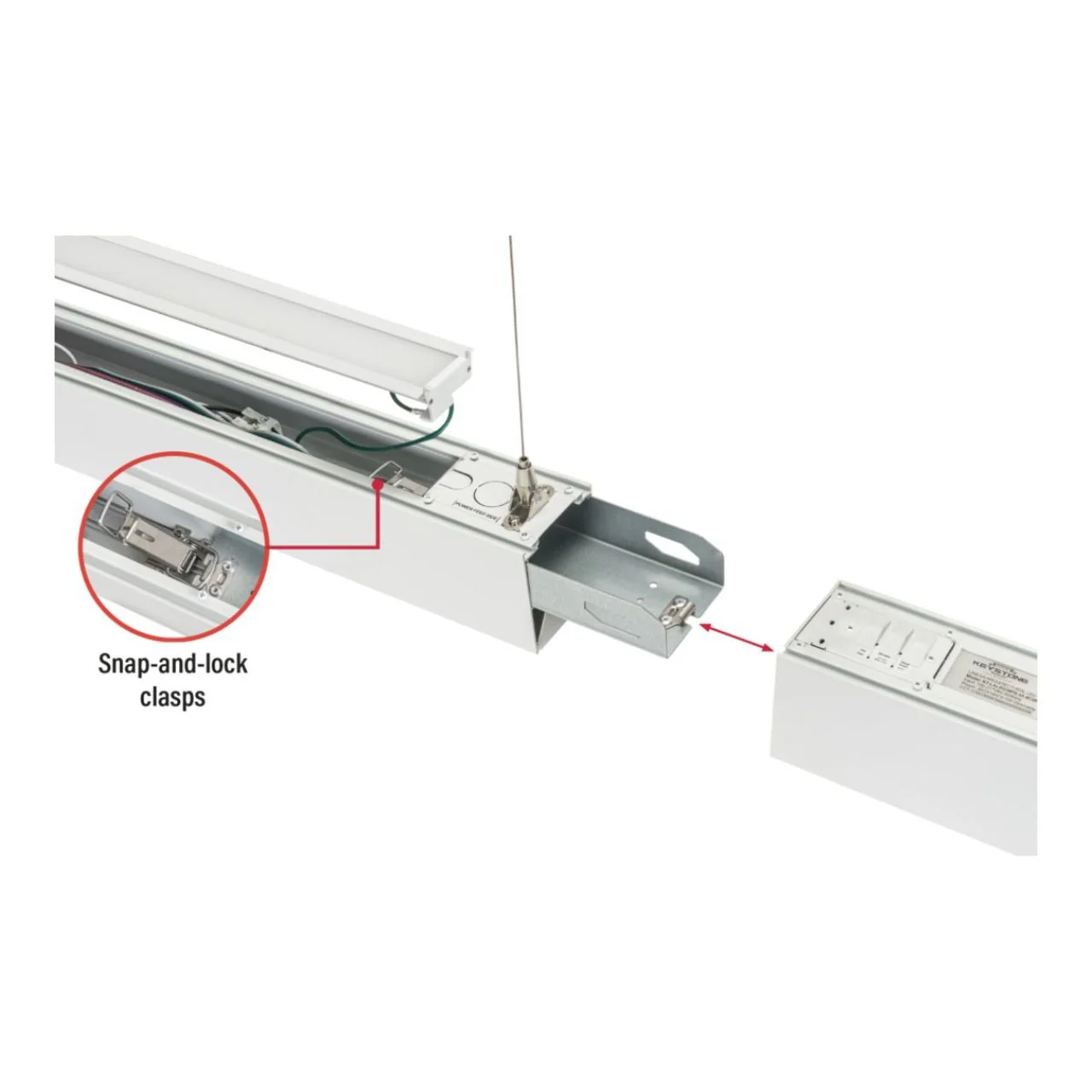 2ft LED Linear Architectural Pendant Fixture with Direct and Indirect Lighting - Wattage Adjustable - Color Tunable - Keystone - Image 6