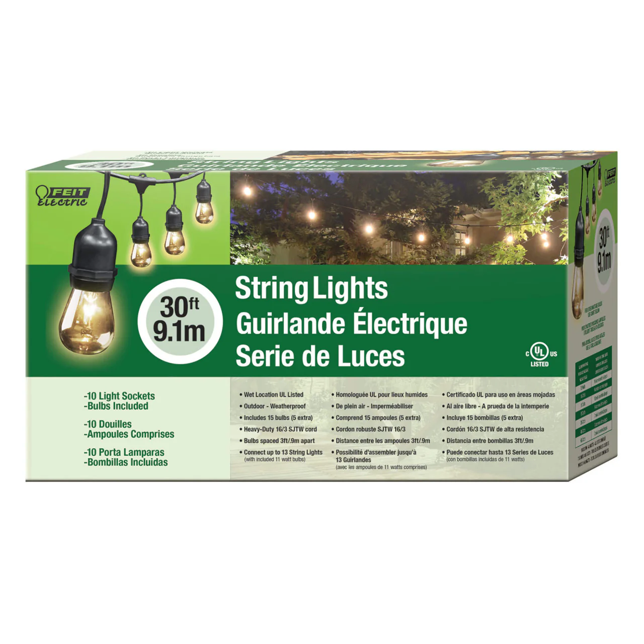 30ft 10-Socket Incandescent String Light - Feit Electric - Image 2