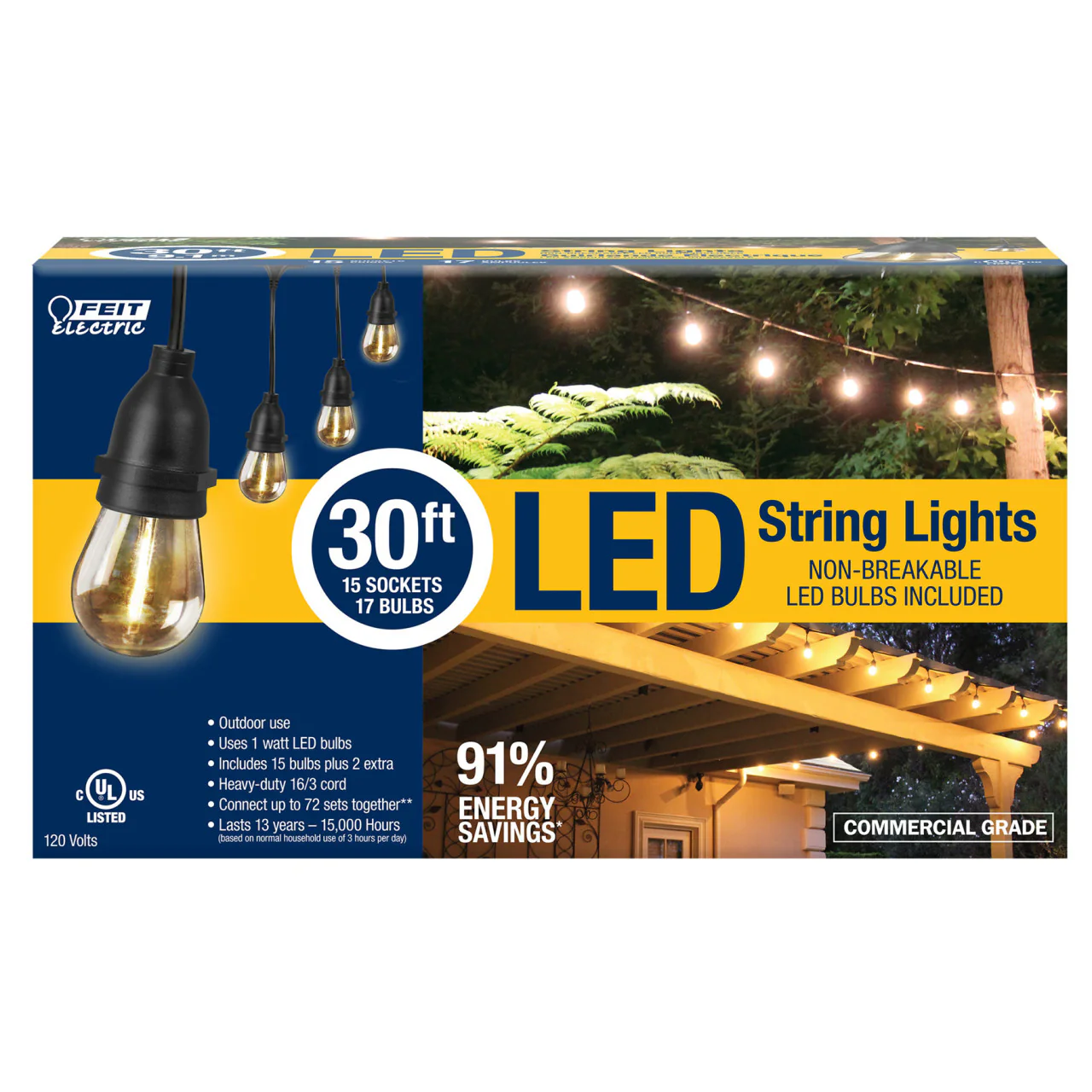 30ft 15-Socket LED String Light - Feit Electric - Image 2