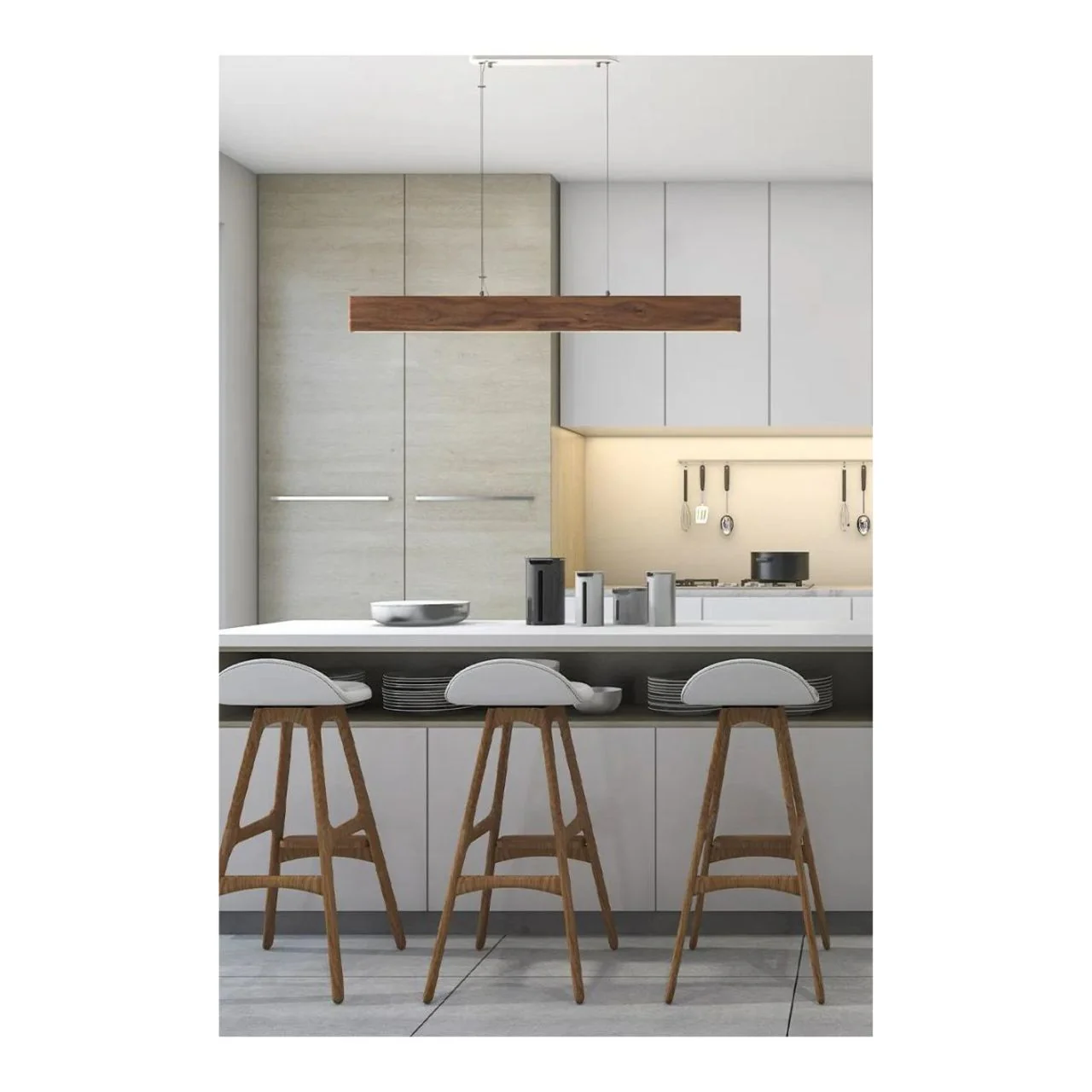 39in. Artisan Wood Collection Linear Pendant - 20W - 1795 Lumens - 3000K - Euri Lighting - Image 6