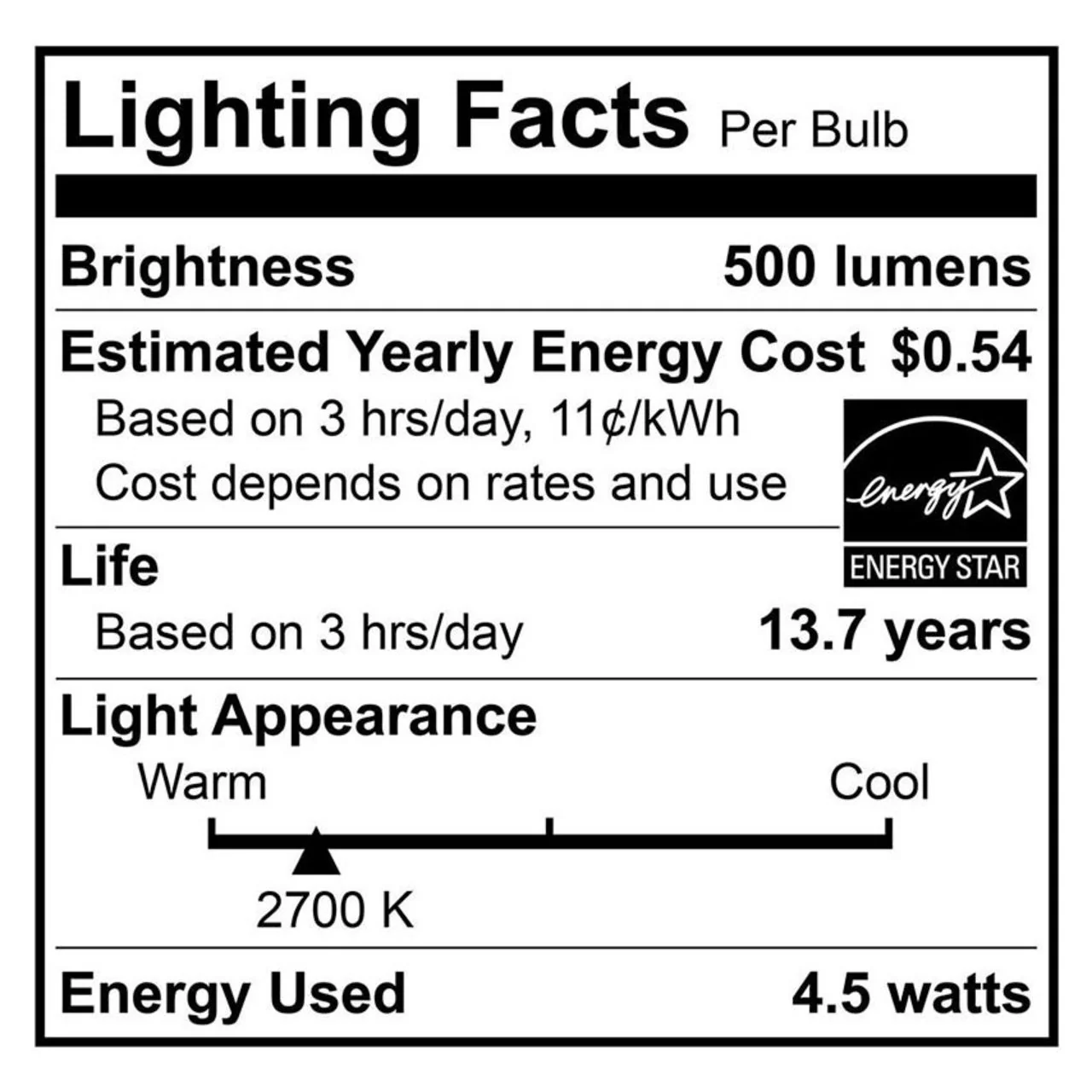 4-Pack LED B10 Filament Bulb - 4.5W - 500 Lumens - 2700K - Euri Lighting - Image 3