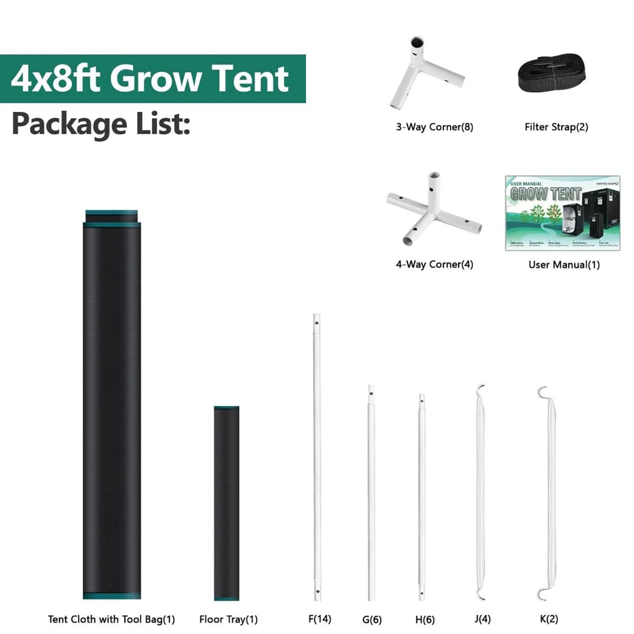 4ft. x 8ft. x 6.5ft. Indoor Grow Tent - Mars Hydro - Image 4