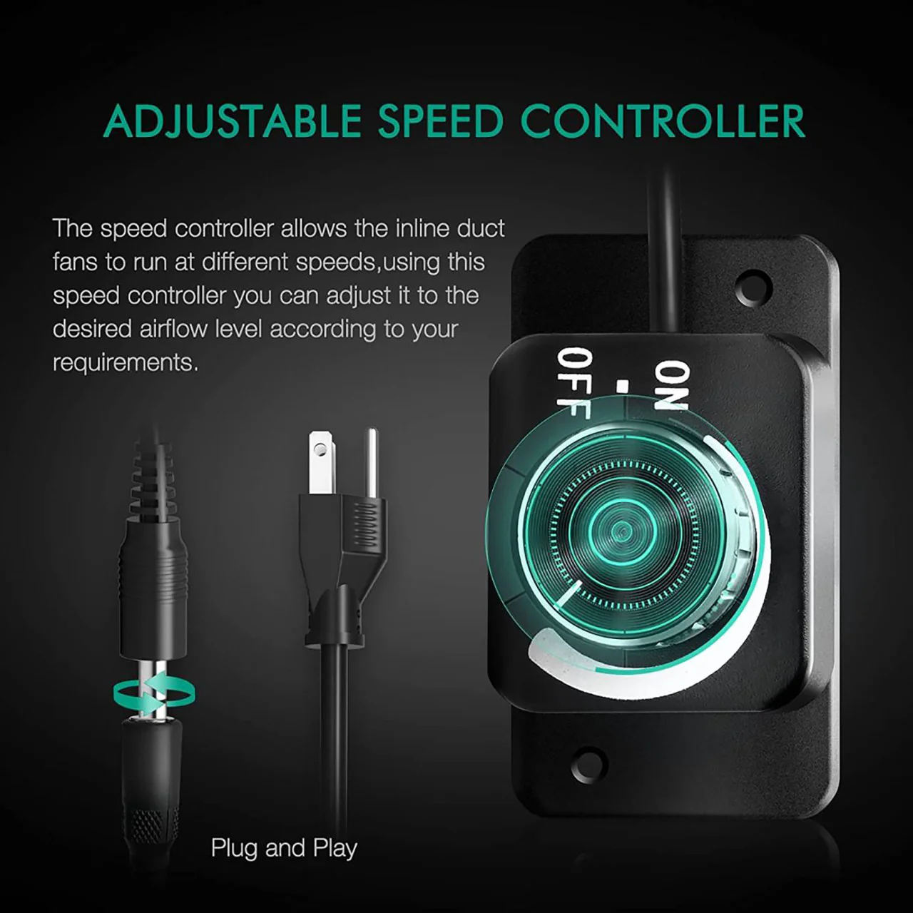 4in. Inline Fan and Carbon Filter Kit - Speed Controller - Mars Hydro - Image 3