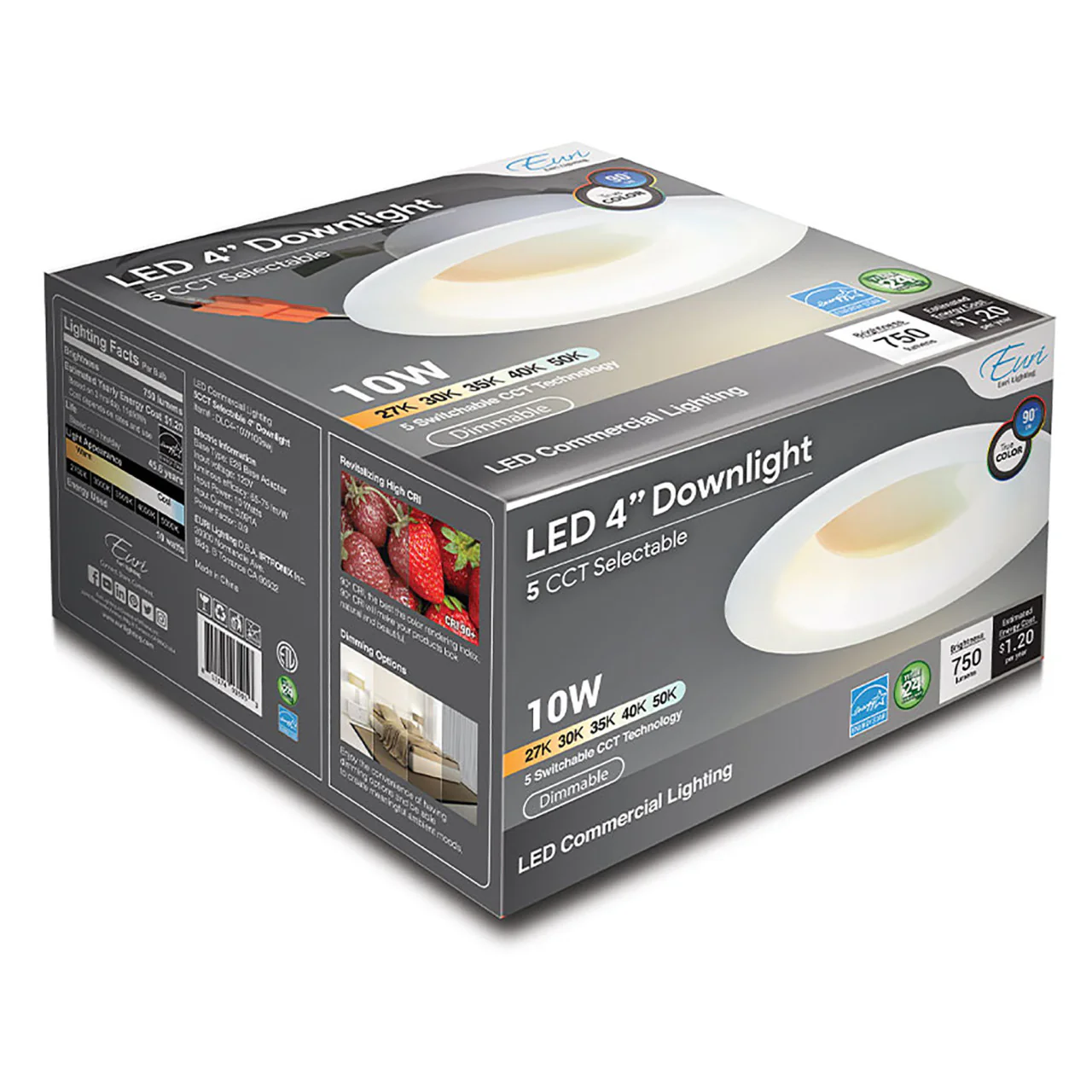 4in. LED Color Tunable Recessed Retrofit - 10W - E26 Adapter Base - Euri Lighting - Image 4