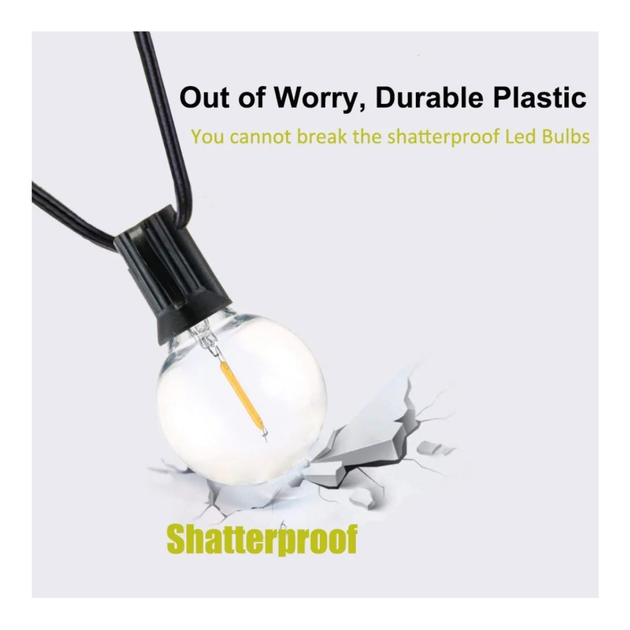 50ft G40 String Light - 25 E12 Sockets - 20AWG - 0.5W G40 Bulbs - LumeGen - Image 8