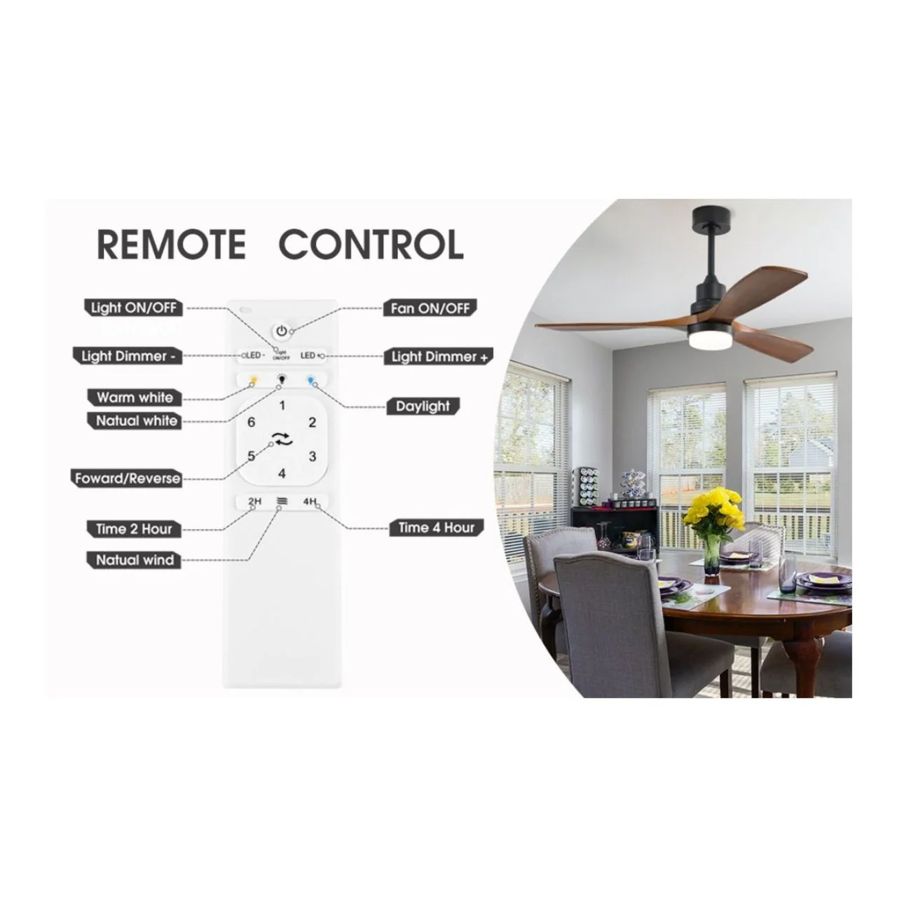 52in. Ceiling Fan with LED Light Kit - 18W - 800 Lumens - Color Selectable - Remote Control - Image 11