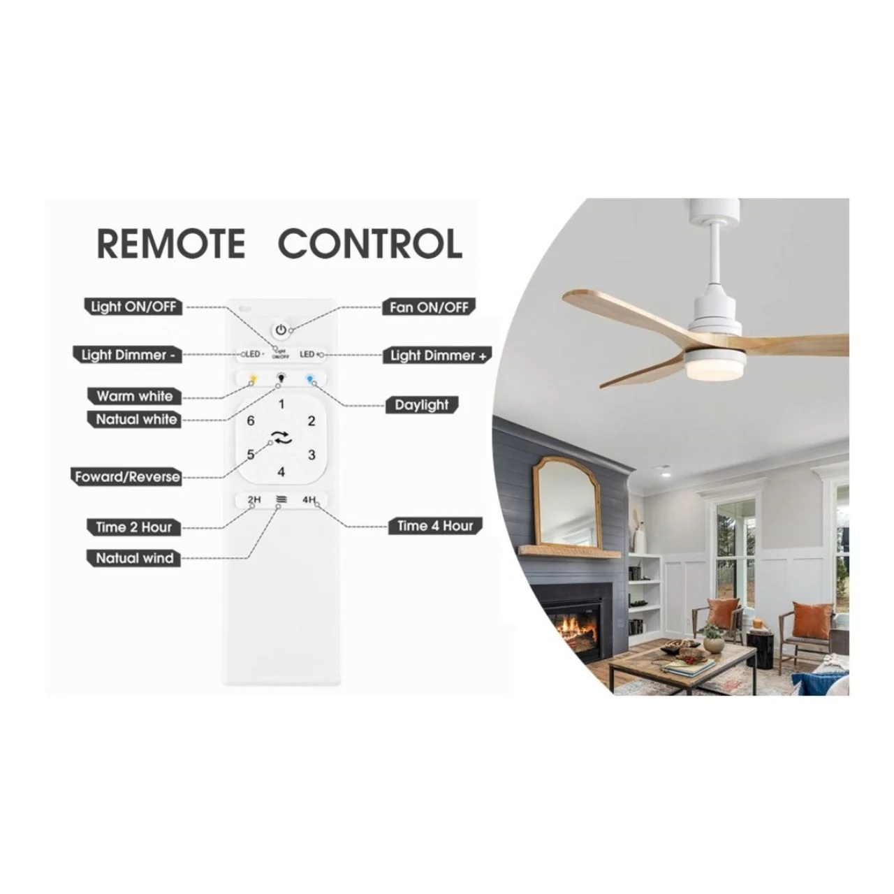 52in. Ceiling Fan with LED Light Kit - 18W - 800 Lumens - Color Selectable - Remote Control - Image 12