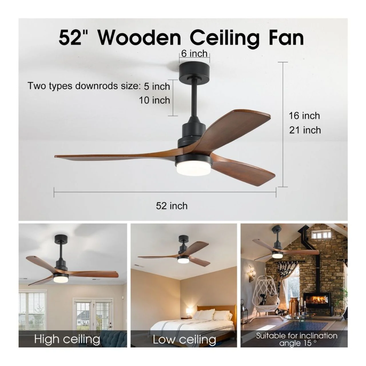 52in. Ceiling Fan with LED Light Kit - 18W - 800 Lumens - Color Selectable - Remote Control - Image 13