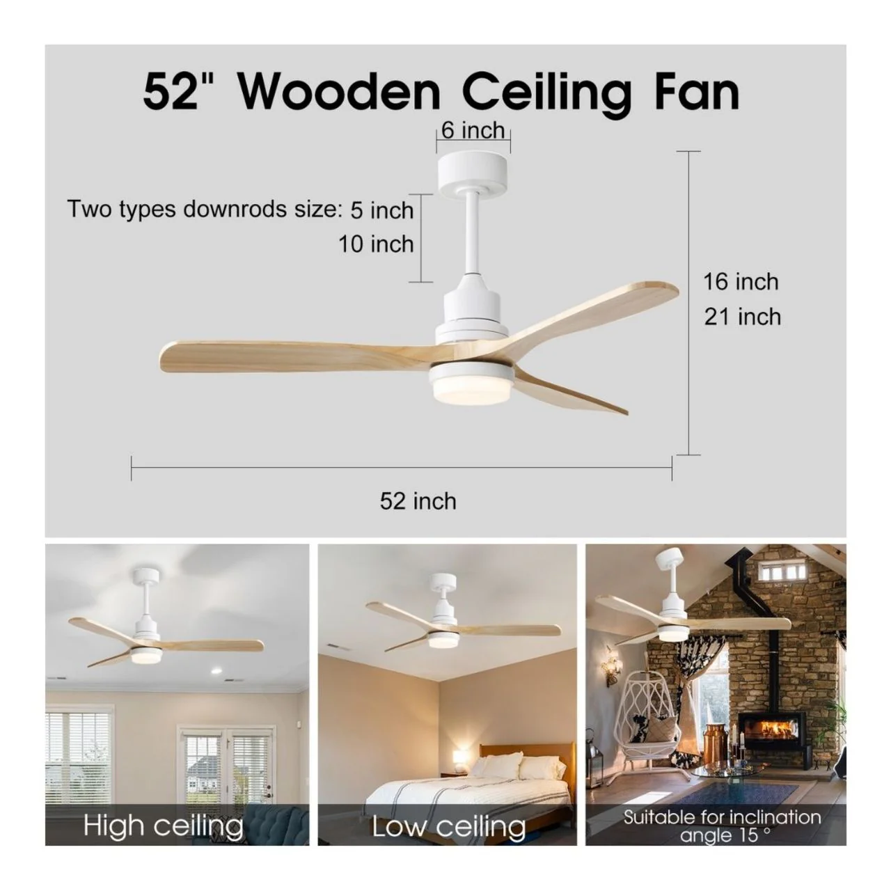52in. Ceiling Fan with LED Light Kit - 18W - 800 Lumens - Color Selectable - Remote Control - Image 14