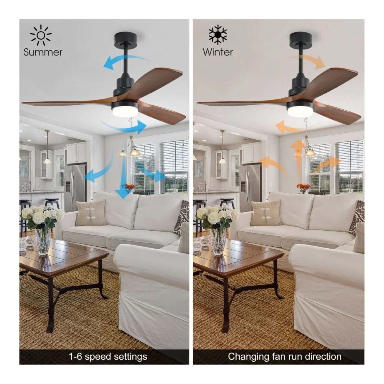 52in. Ceiling Fan with LED Light Kit - 18W - 800 Lumens - Color Selectable - Remote Control - Image 7