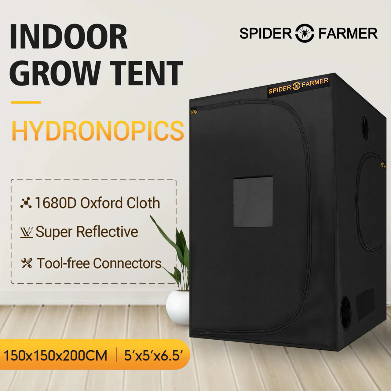5ft. x 5ft. x 6.5ft. Indoor Grow Tent - Spider Farmer - Image 3
