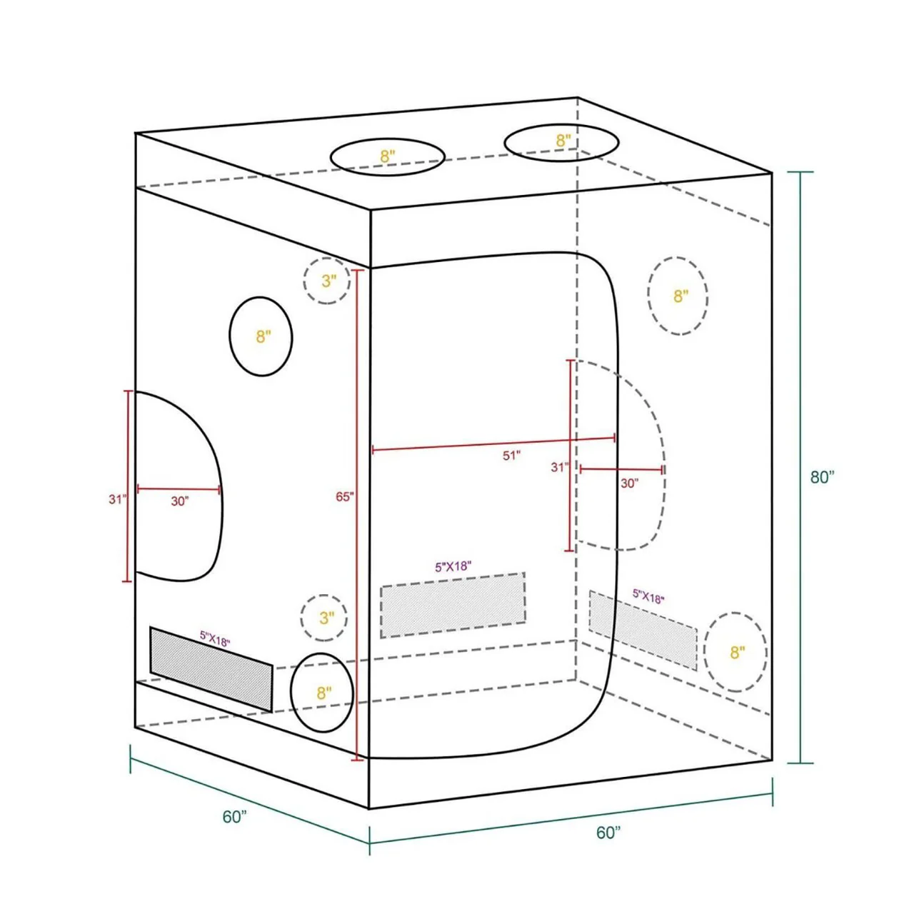 5ft. x 5ft. x 6.5ft. Indoor Grow Tent - Mars Hydro - Image 4