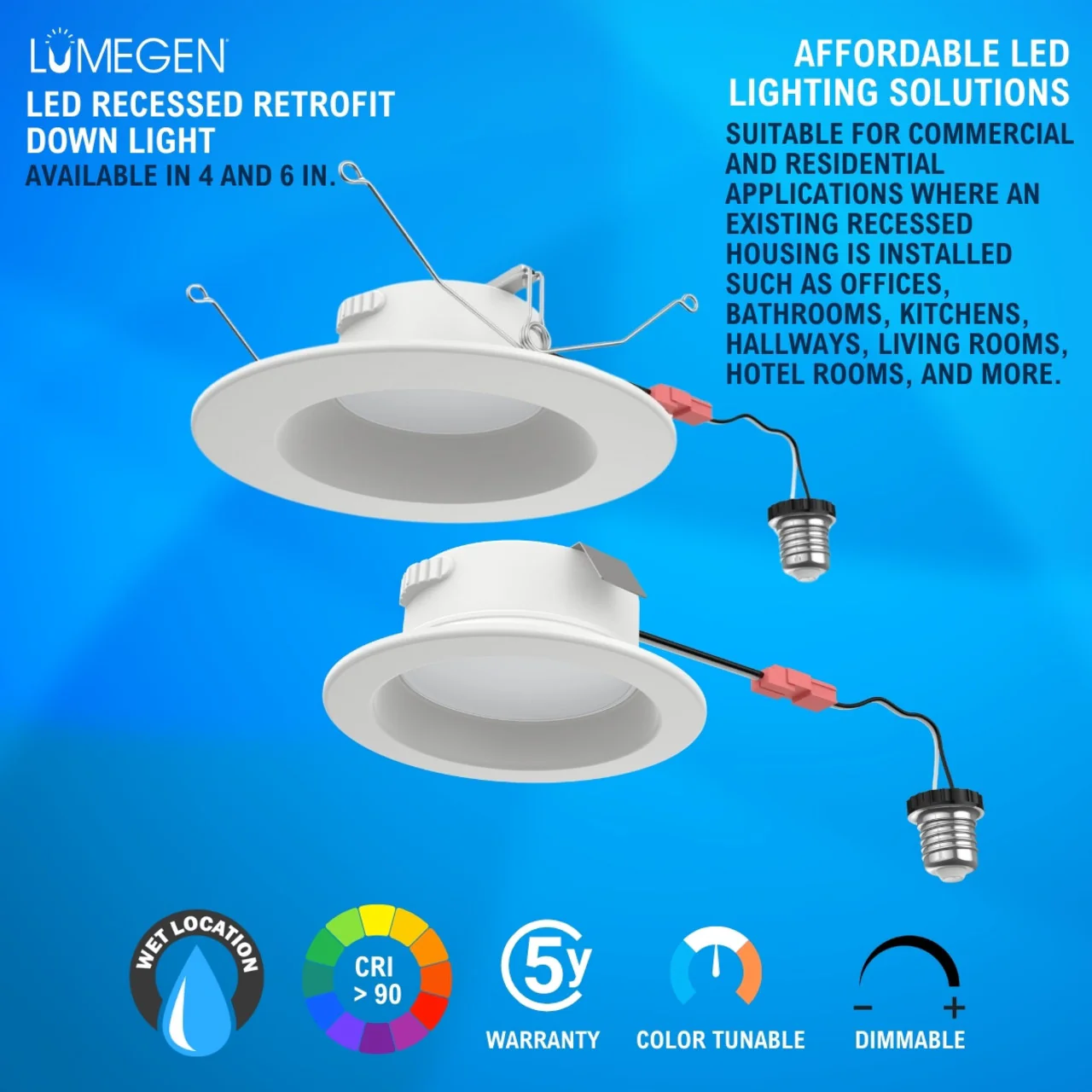 5in/6in. LED Recessed Retrofit - 15W - Color Tunable 27K/30K/35K/40K/50K - LumeGen - Image 4