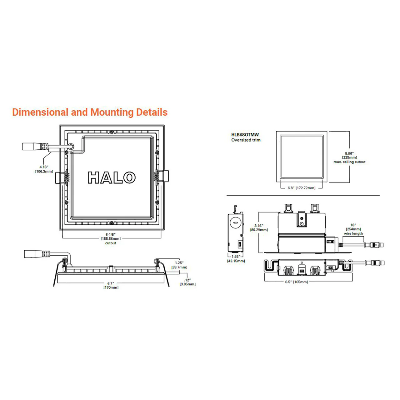 Case of 6 - 6in. LED Square Lens Downlight with Remote Driver Junction Box - 14W - 900 Lumens - 3000K - Halo - Image 7