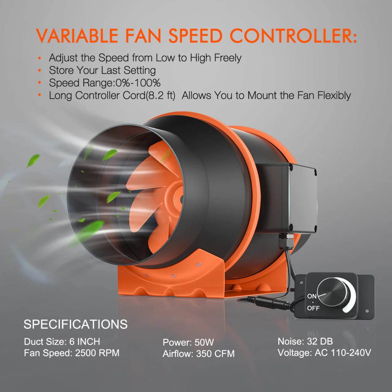 6in. Speed Controlled Inline Duct Fan - Spider Farmer - Image 3