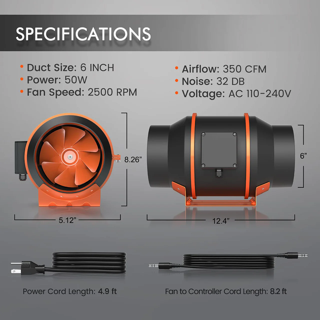 6in. Speed Controlled Inline Duct Fan - Spider Farmer - Image 6