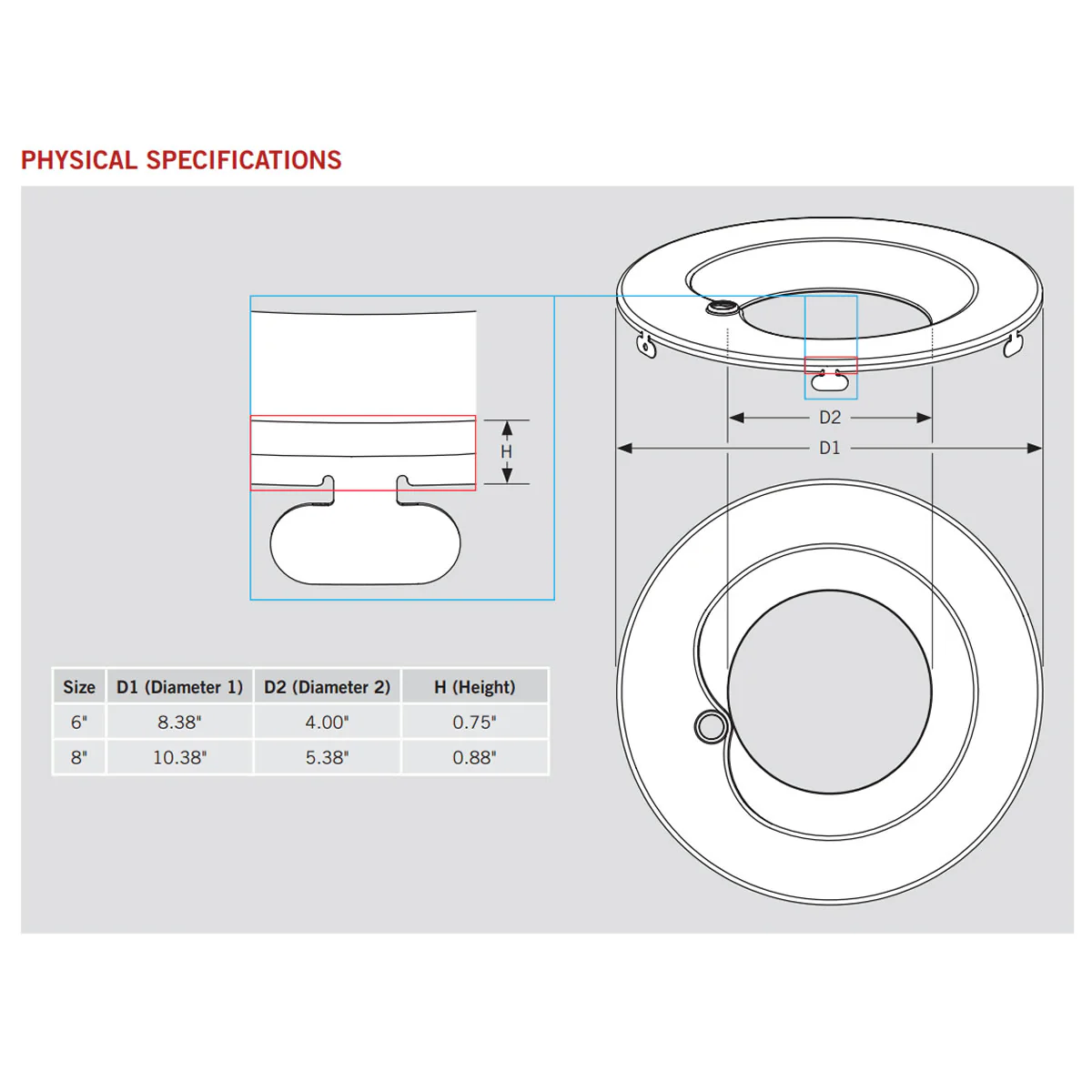 8in. Interchangeable Trim for Built-in Emergency Driver Downlights - Brushed Nickel - Keystone - Image 2