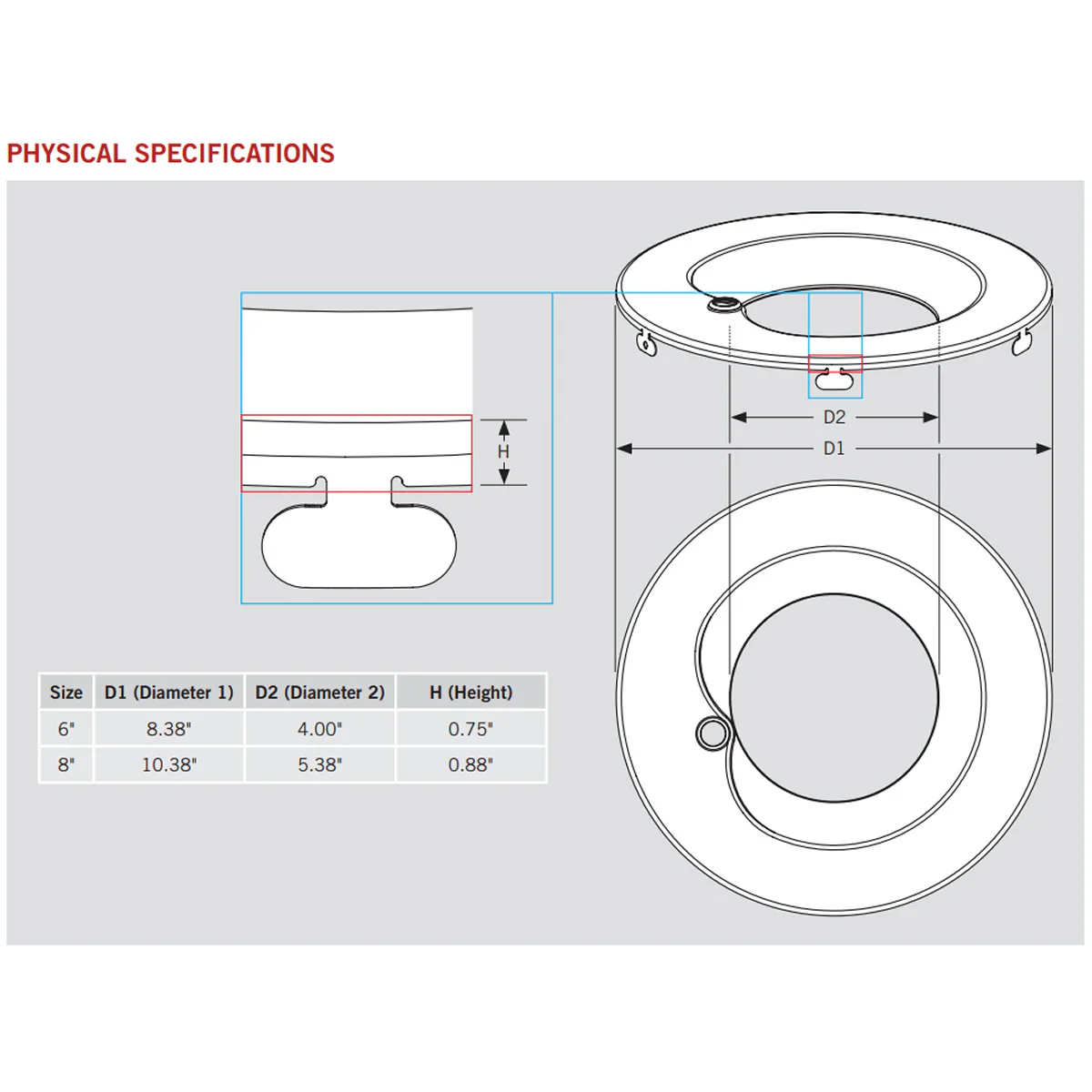 8in. Interchangeable Trim for Built-in Emergency Driver Downlights - Matte Black - Keystone - Image 2