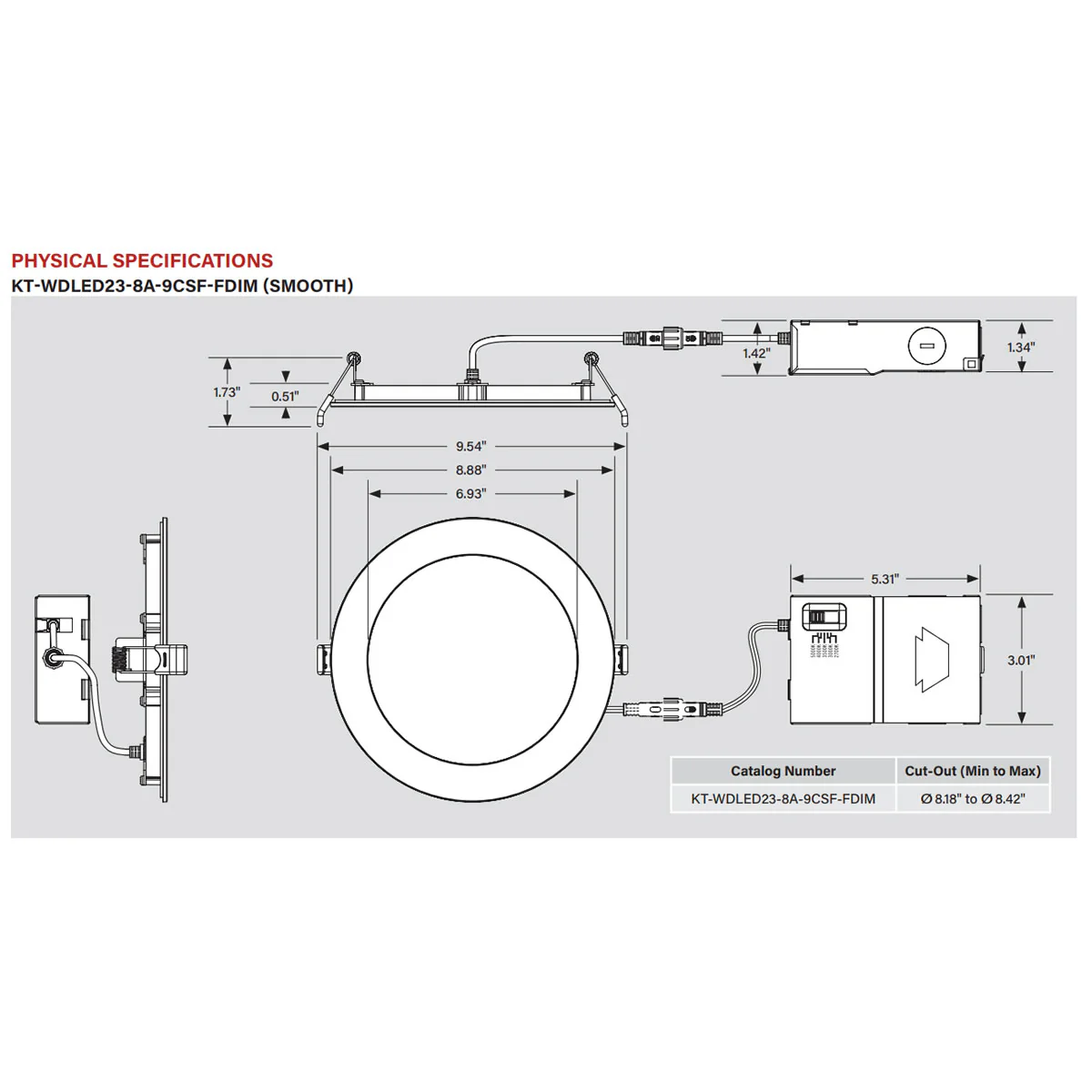 8in. LED Color Tunable Recessed Wafer Downlight - 23W - 2700K/3000K/3500K/4000K/5000K - Keystone - Image 2