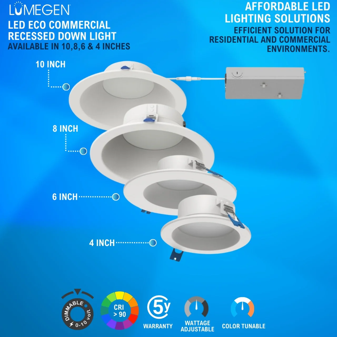 8in. LED Recessed Down Light - Wattage Adjustable up to 30W - Color Tunable 27K/30K/35K/40K/50K - LumeGen - Image 6