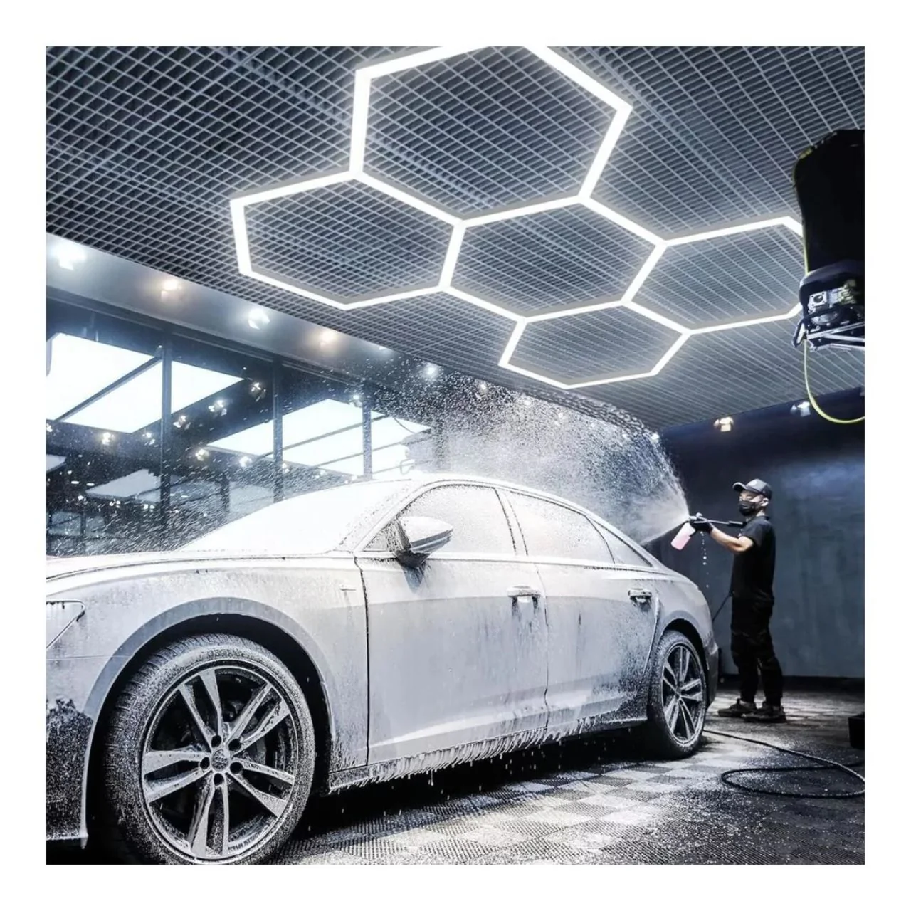 96in x 69in Hexagon Pattern LED Shop Light Kit - 144W - LumeGen - Image 5