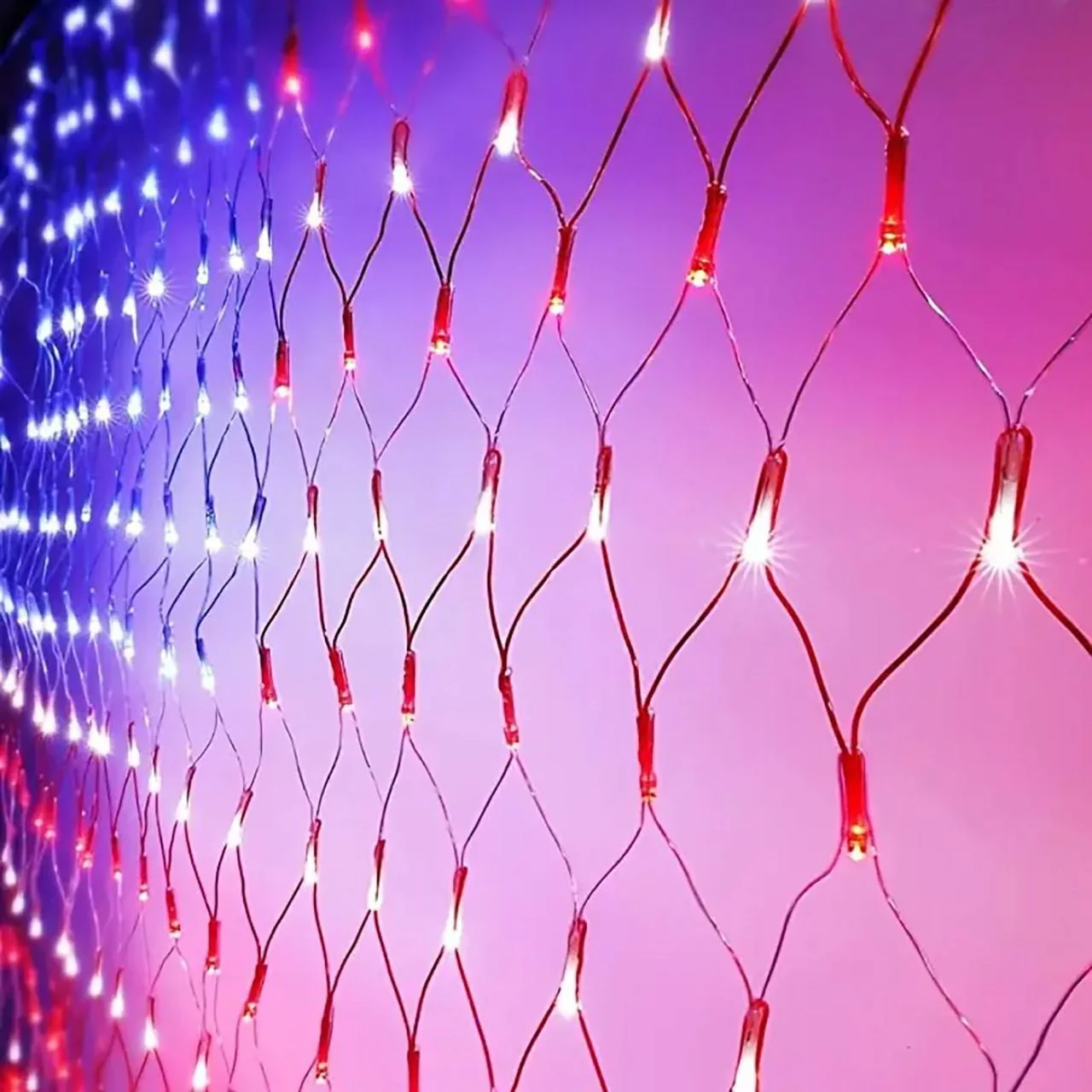 6.5ft x 3.3ft American Flag Net Light - 420 Red, White & Blue LEDs - IP65 Waterproof Rated - Image 2