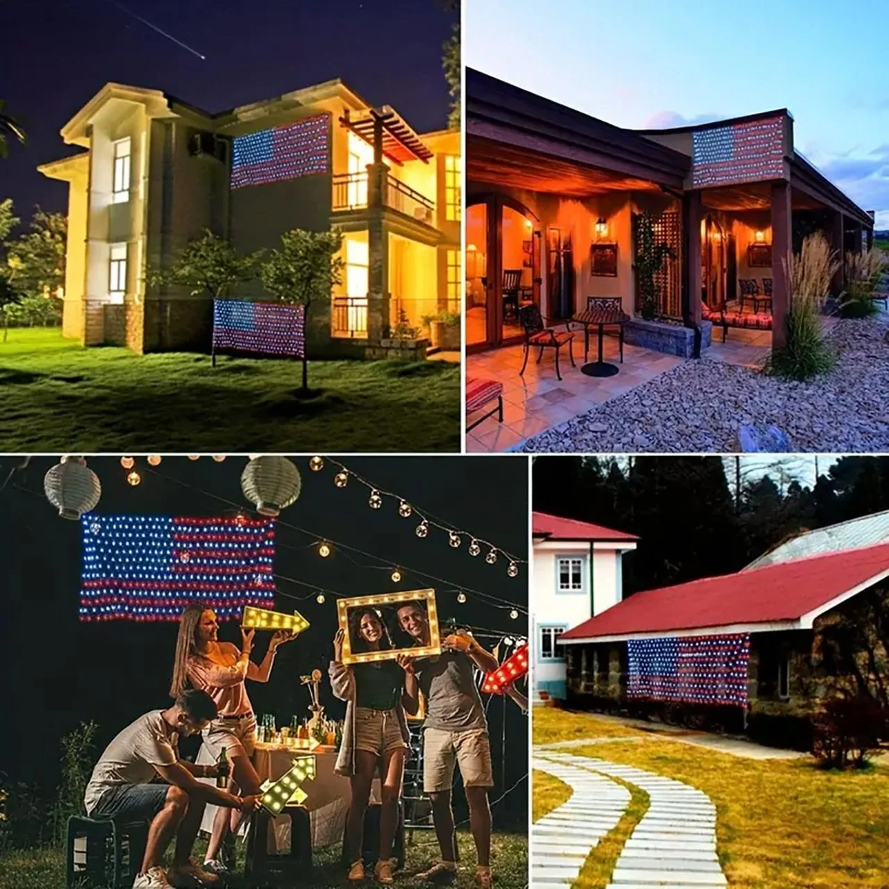 6.5ft x 3.3ft American Flag Net Light - 420 Red, White & Blue LEDs - IP65 Waterproof Rated - Image 5