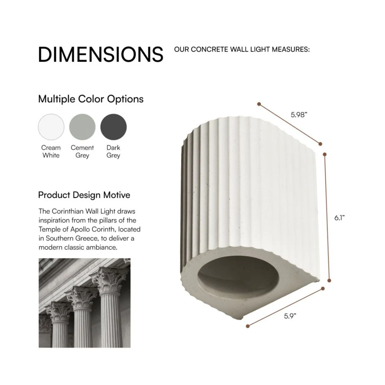 Artisan Concrete Collection Corinthian Wall Sconce Fixture - E26 Socket - Euri Lighting - Image 4