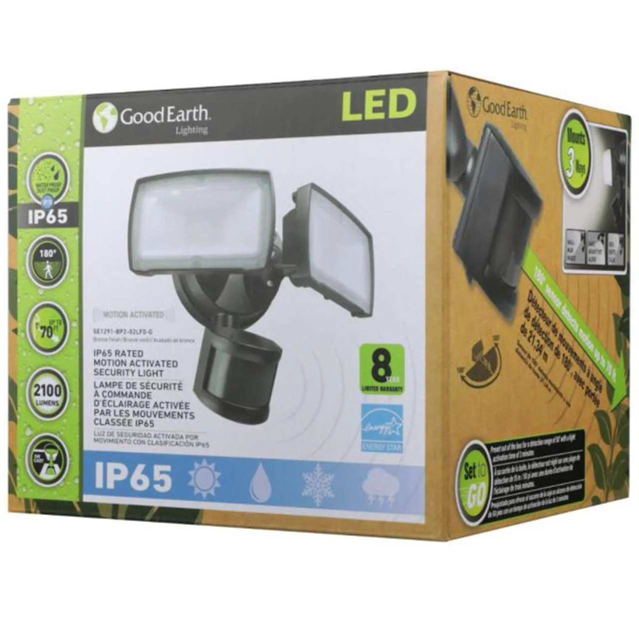 Bronze Motion-Activated LED 2-Head Flood Light - 25W - 2100 Lumens - 5000K - Good Earth - Image 11