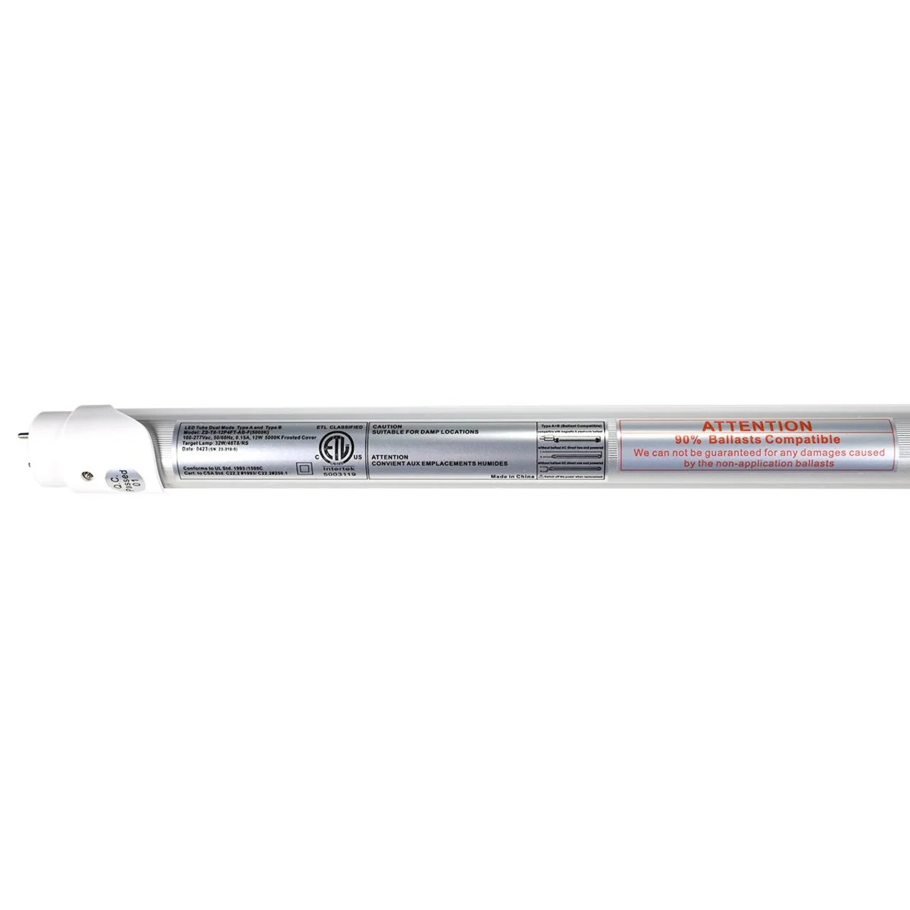 Case of 25 - 4ft. LED T8 Tube - Type A+B - 12 Watt - 1560 Lumens - Frosted Lens - Image 3