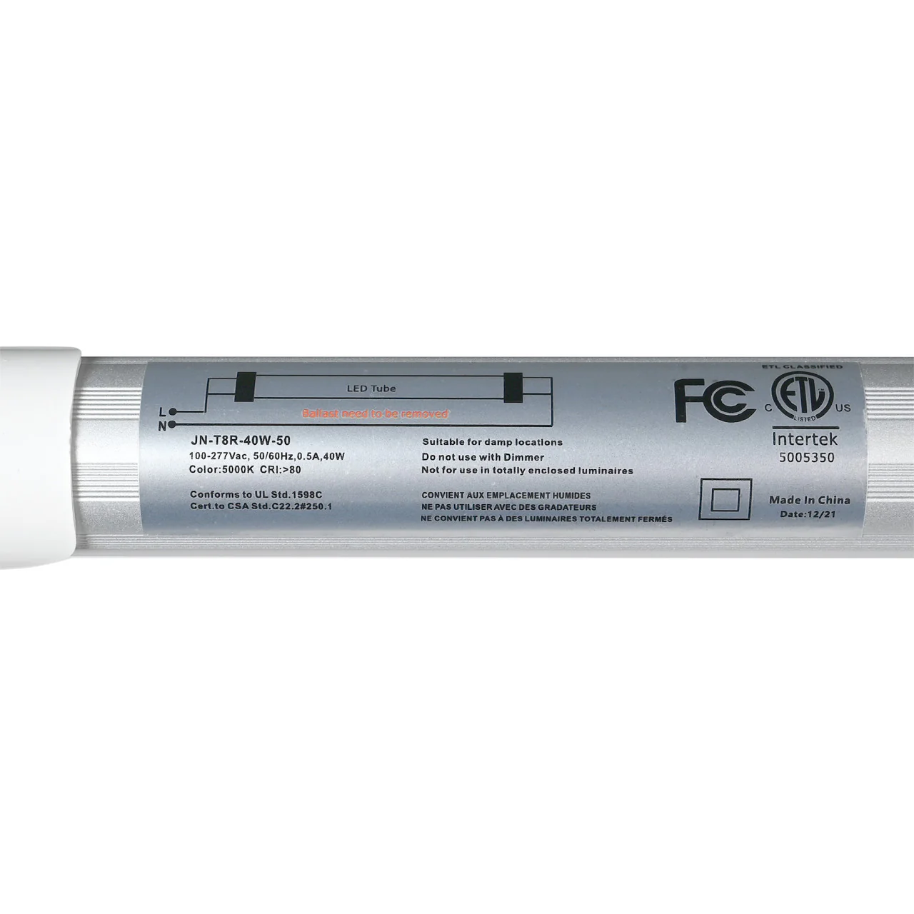 Case of 25 - T8 LED 8ft. Tube - 40 Watt - Direct Wire - 5000 Lumens - R17D - Frosted Lens - Image 5