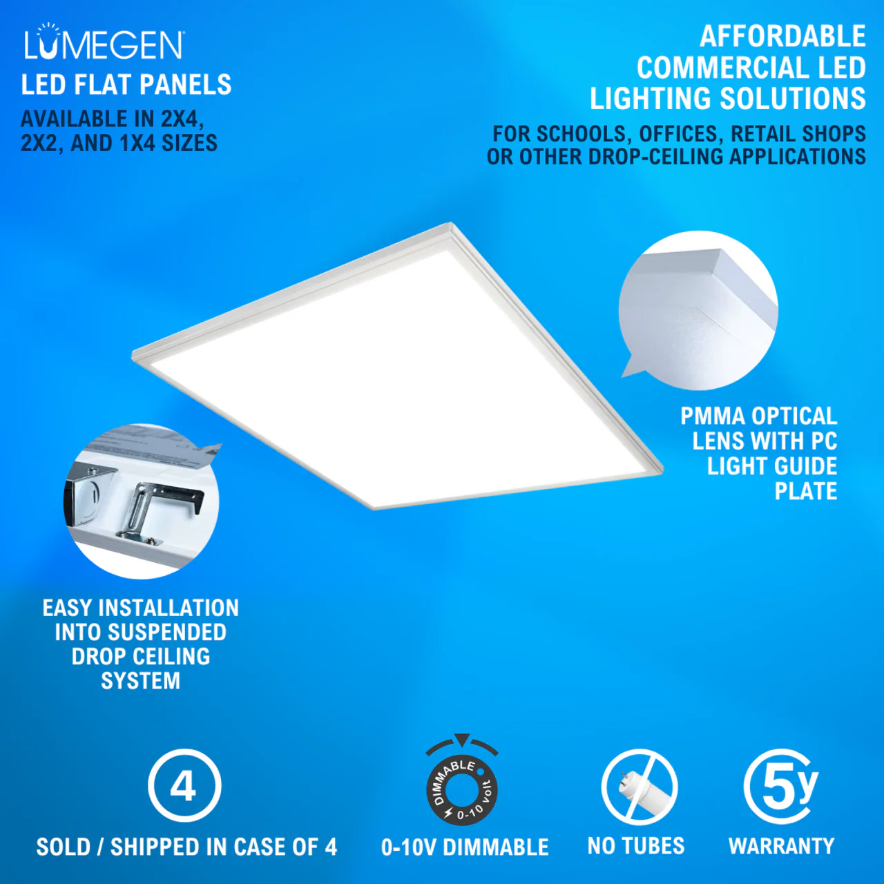 Case of 4 - 2x2 LED Flat Panel Light - 30W - 35K/40K/50K - LumeGen - Image 2
