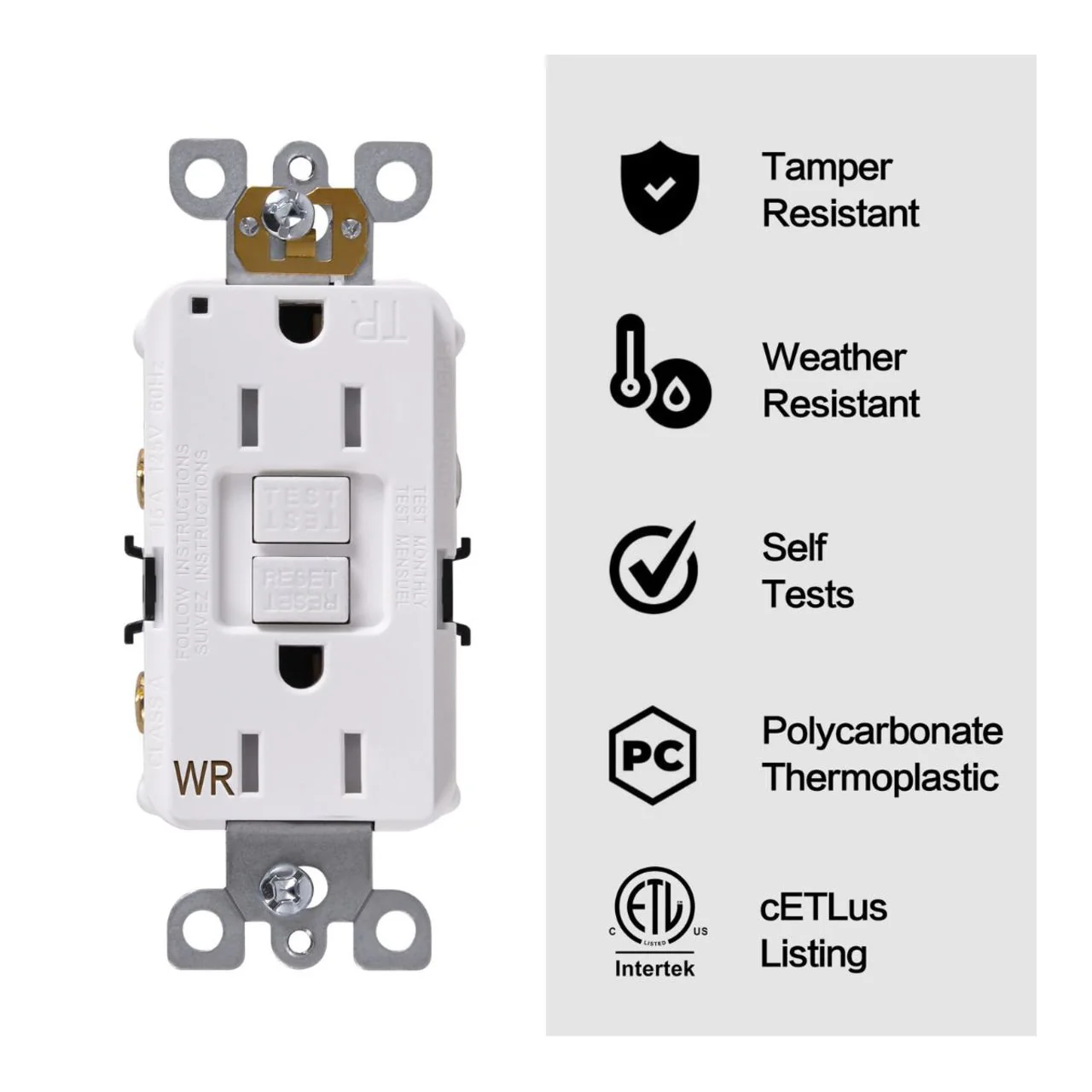 Case of 4 - Receptacle Duplex GFCI Tamper & Weather Resistant - Image 3