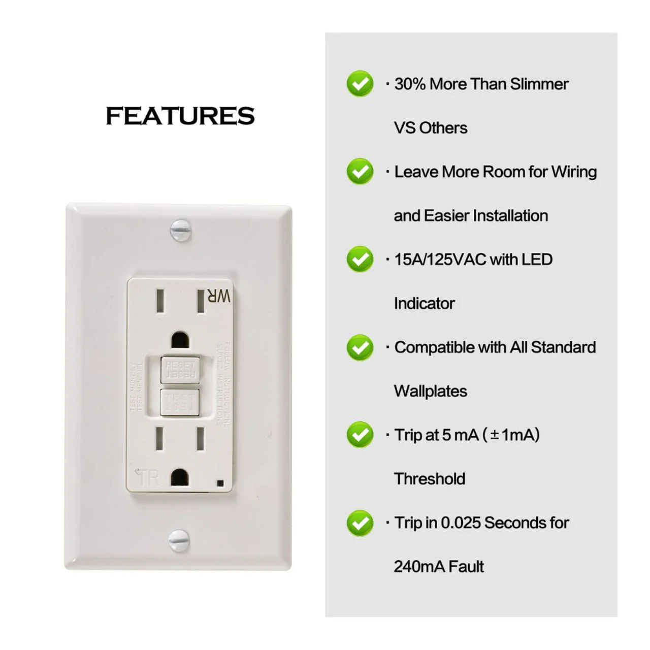 Case of 4 - Receptacle Duplex GFCI Tamper & Weather Resistant - Image 4