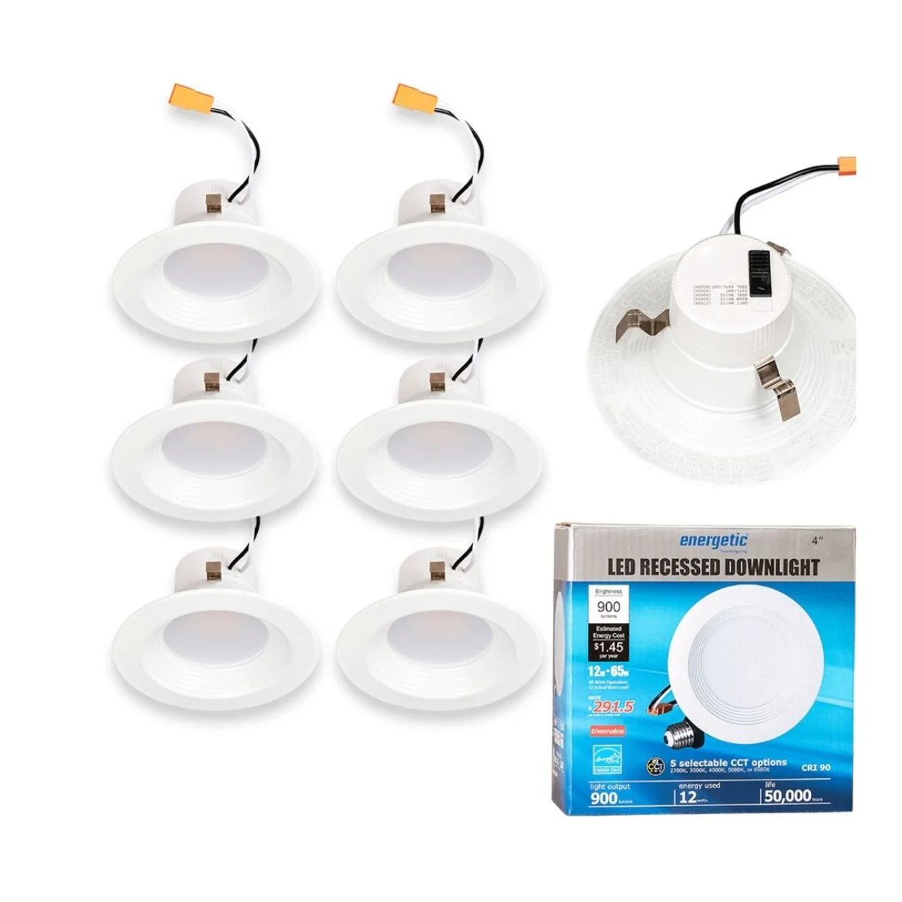 Case of 6 - 4in LED Recessed Retrofit - 10W - 650 Lumens - Color Selectable - E26 Base - Energetic Lighting - Image 4