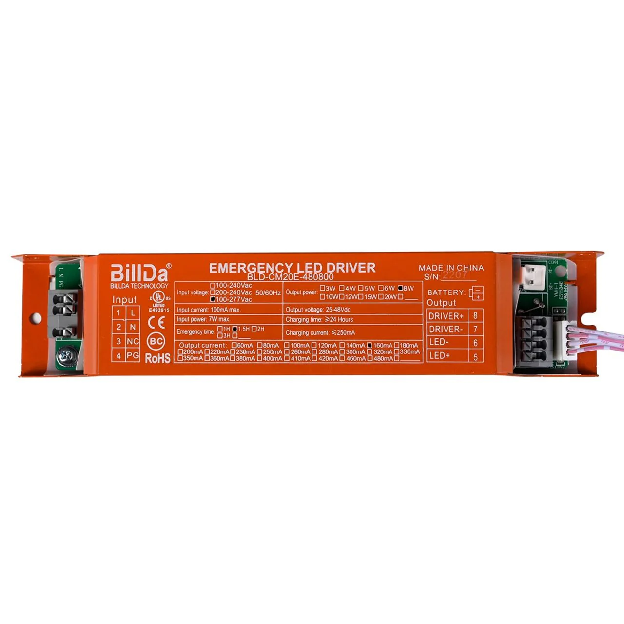 Emergency LED Driver - 7W Output - 25-48Vdc Output - 90 Minute Backup Time - Image 3