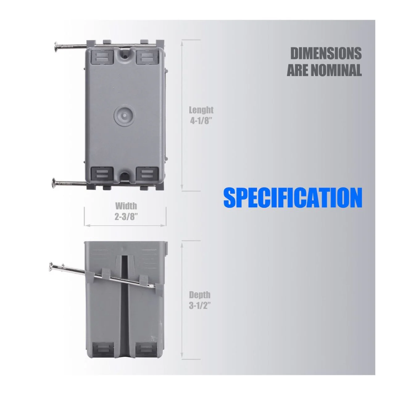 Full Case Outlet/Switch Box - 1-Gang 23 Cu. In. Nail On - Energetic Lighting - Image 5