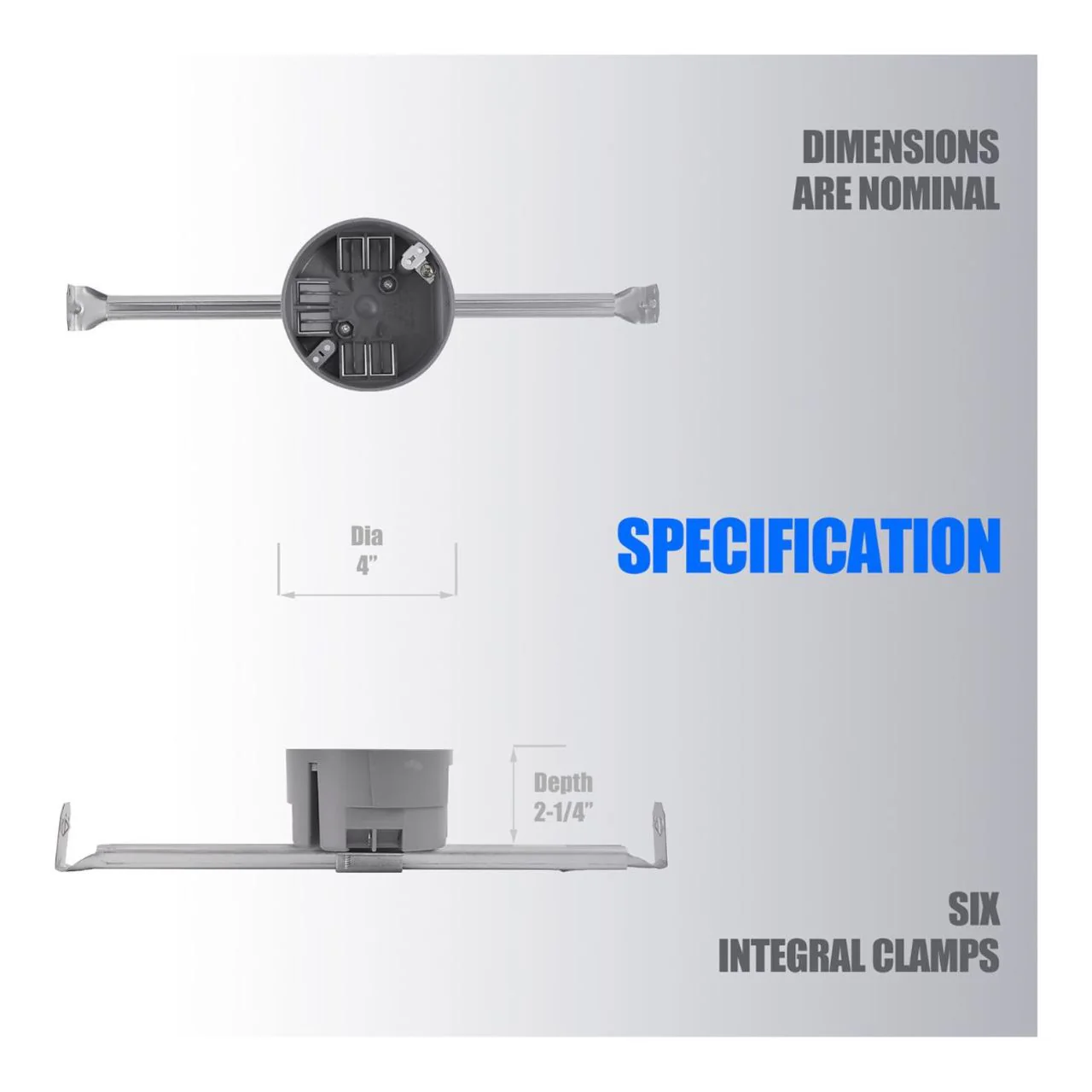 Full Case Outlet Box - 4in. Round w/ Hanger Bar 20 Cu. In. Nail On - Energetic Lighting - Image 5