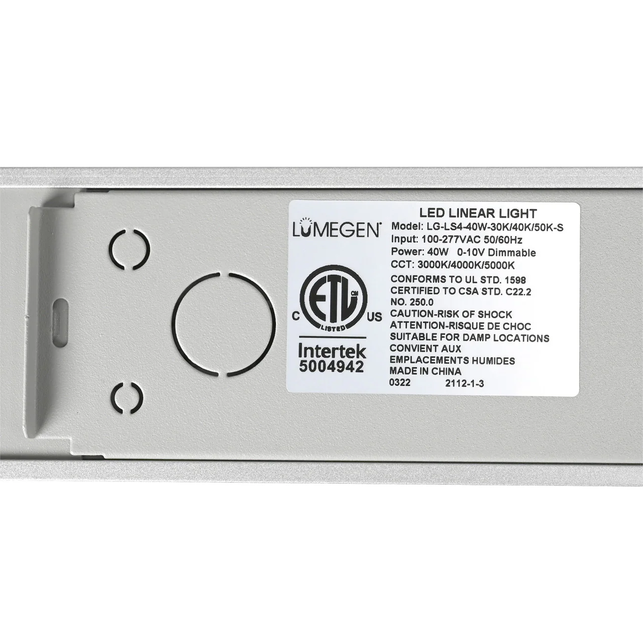 Wall Mount LED 4ft. Linear Light - 40 Watt - Color Tunable 3000K/4000K/5000K - Silver Lamp Body - LumeGen - Image 9