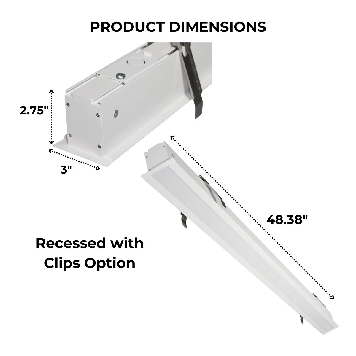 4ft. LED Recessed Linear Strip Light - 40W - Color Tunable 30K/40K/50K - White Finish - LumeGen - Image 5