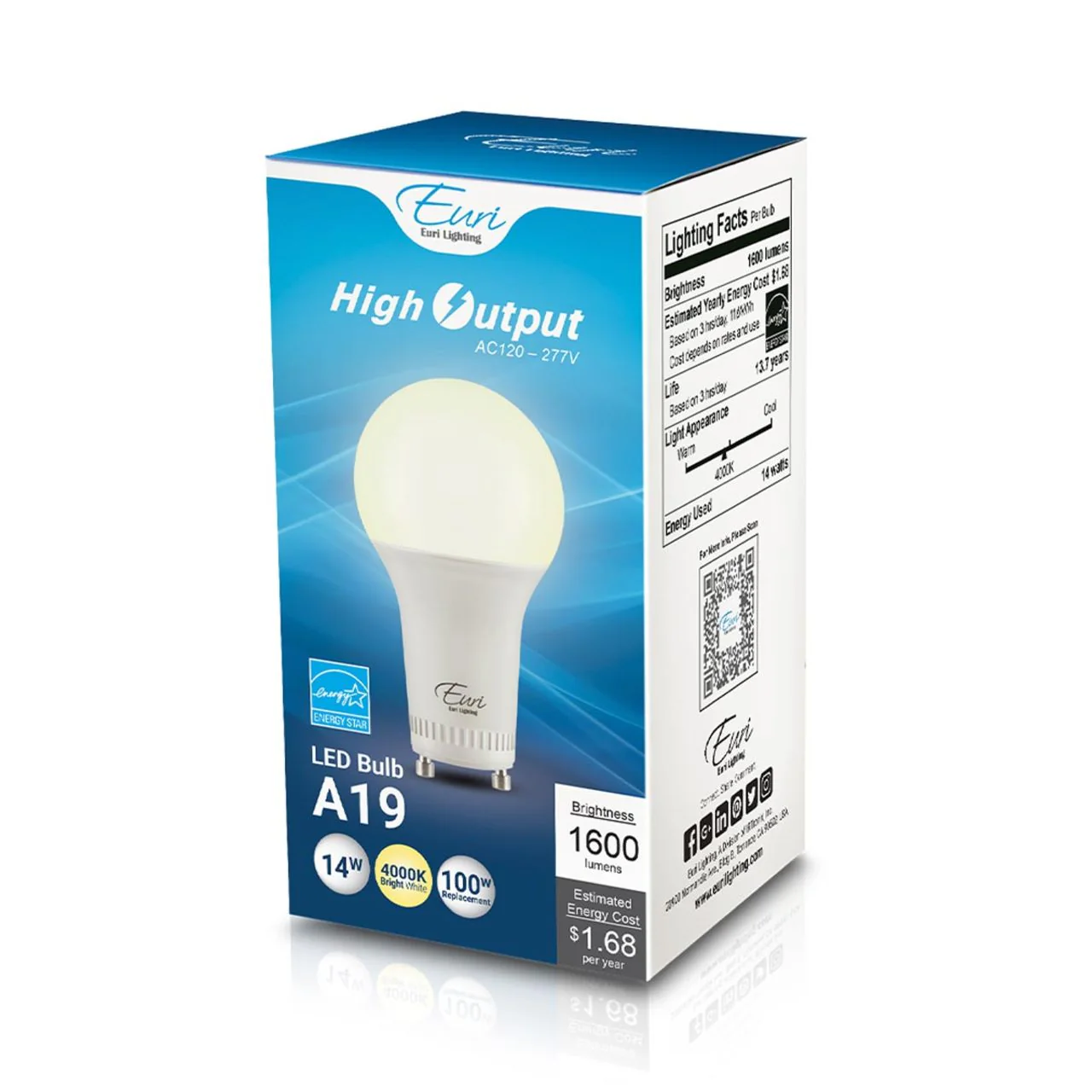 LED A19 High Output Bulb - 14W - 1600 Lumens - GU24 Base - Euri Lighting - Image 10