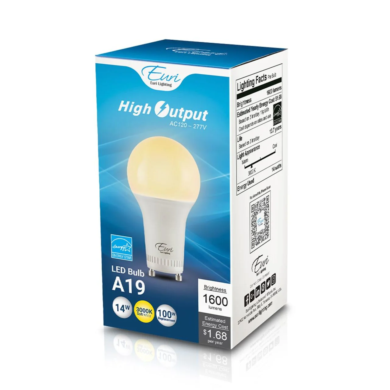 LED A19 High Output Bulb - 14W - 1600 Lumens - GU24 Base - Euri Lighting - Image 8