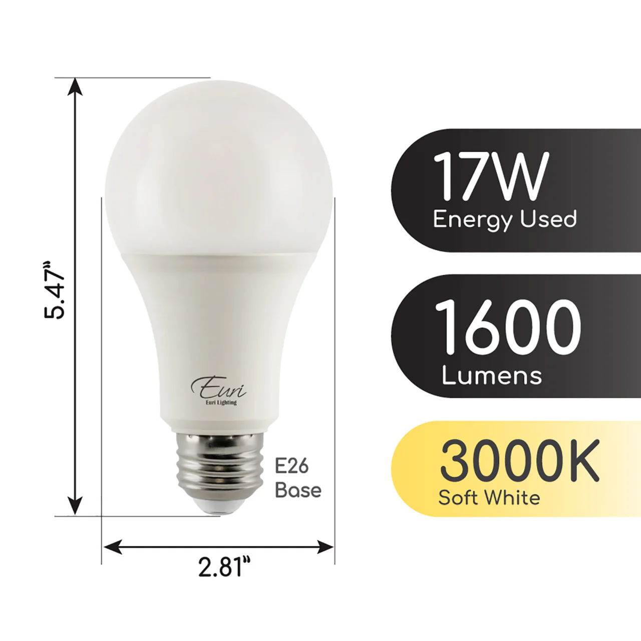 LED A21 Bulb - 17W - 1600 Lumens - Euri Lighting - Image 2