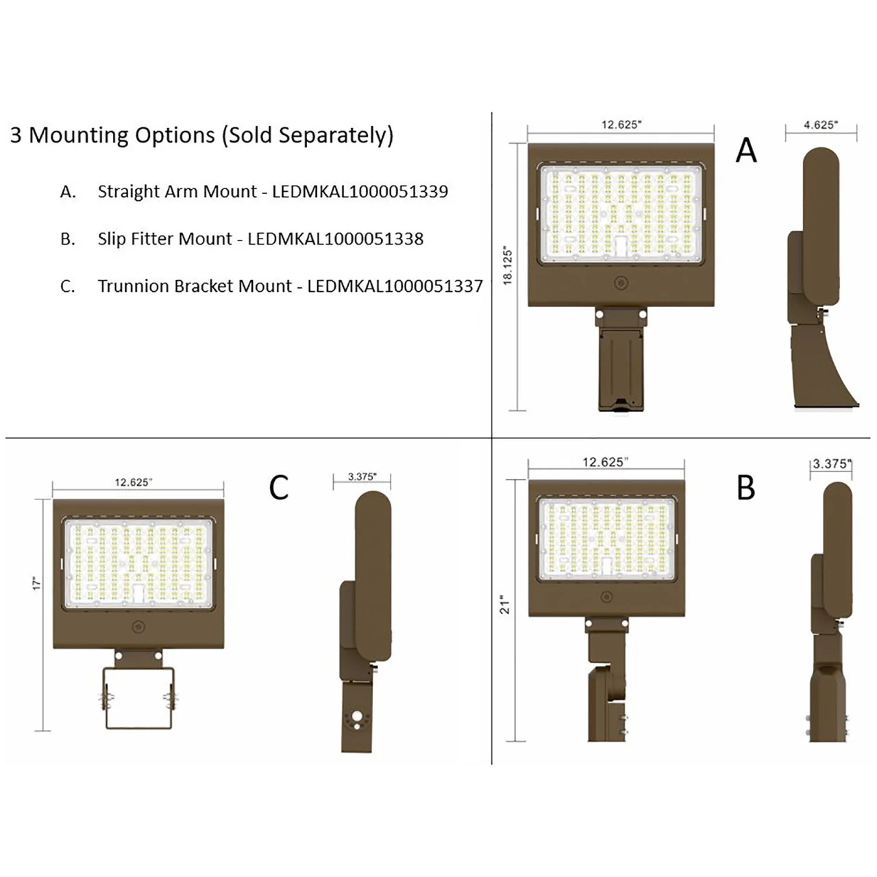 LED Wattage Tunable Area Light w/ Built-In Photosensor - 50W/80W/100W/150W - 5000K - Image 4