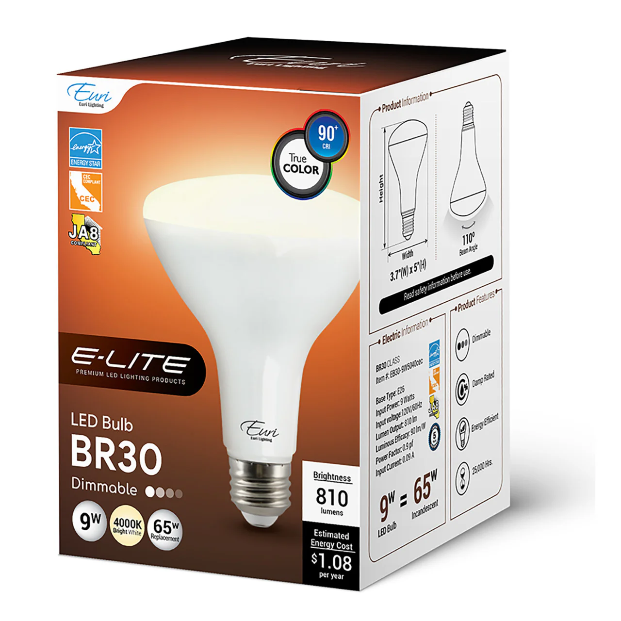 LED BR30 - 9W - 810 Lumens - 4000K - Dimmable - Euri Lighting - Image 6