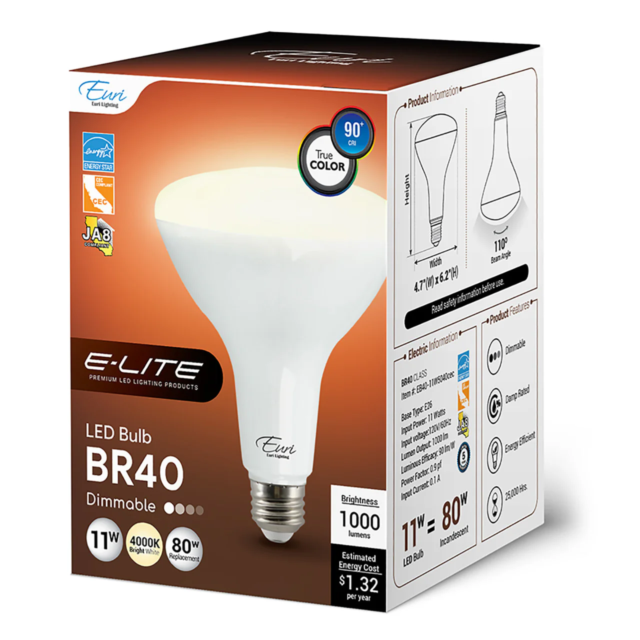 LED BR40 Flood Bulb - 11W - 1000 Lumens - 4000K - Euri Lighting - Image 5