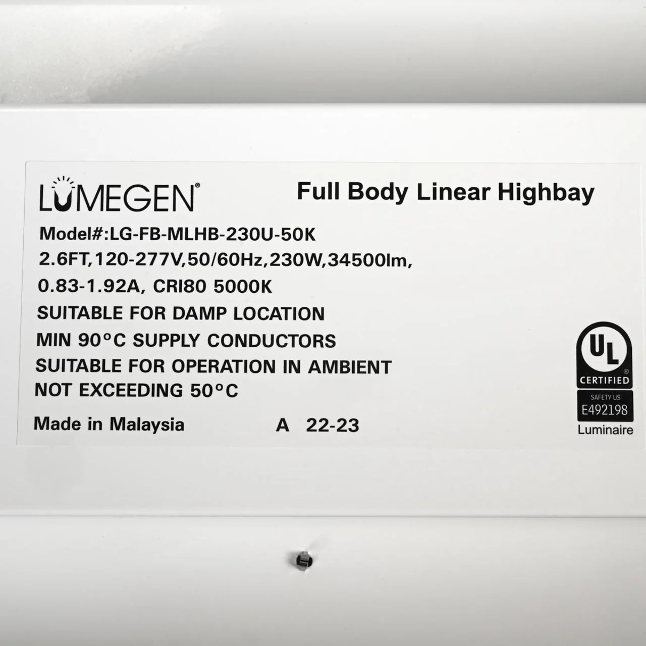 LED Linear High Bay - 230W - 34,500 Lumens - 4000K/5000K - LumeGen - Image 8