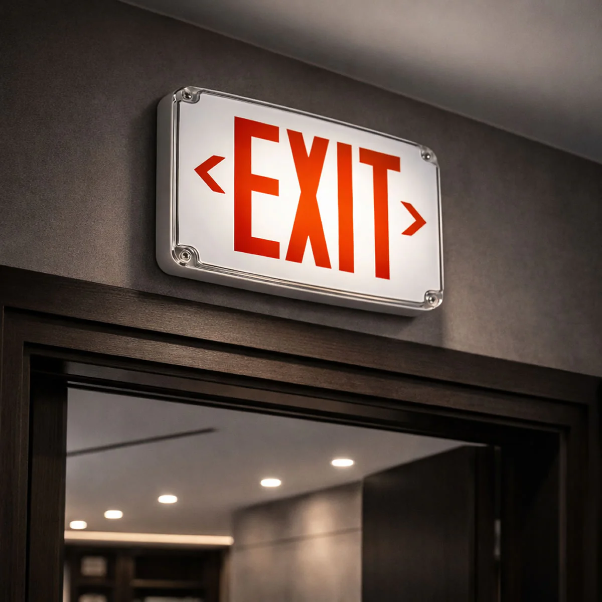 LED Compact Wet Location PC Exit Sign - 90 Min. Runtime - Double Face - 120/277V - Image 2